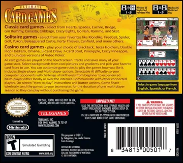 Ultimate Card Games (USA) box cover back